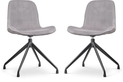 Nolon Nola-Fé Eetkamerstoelen Set van 2 Ribstof Warm Grijs - Draaibaar - Stof - Zwart Metalen Onderstel