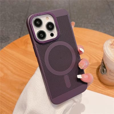 Ultradunne Warmteafvoer Mesh Raster Magnetische Hoes voor iPhone 15 13 12 14 11 Pro Max Matte Harde Stalen Magsafing Schokbestendige Cove For iPhone 13 Pro