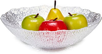 Vivalto Grote fruitschaal - D30,5 cm - bewerkt glas - rond - schaal