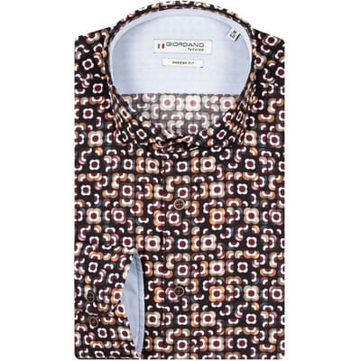 Giordano Overhemd Row Cutaway Vintage Flowers Rood / male