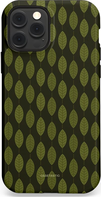 Casetastic hoesje geschikt voor Apple iPhone 12 / Apple iPhone 12 Pro - MagSafe - Dubbellaagse bescherming - Donkergroene Bladerendek - Fashion Case - Zwart Donkergroen