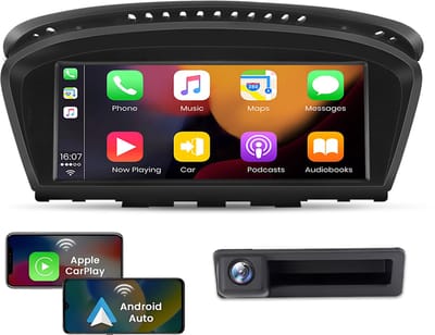 HexinexMarket Autoradio Geschikt voor BMW E60 E61 E90 E91 CCC-Systeem - Draadloos CarPlay, Android Auto, multimediaspeler, GPS NAVI, RDS, 64GB +camera