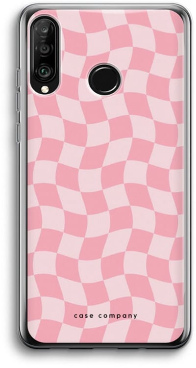 Case Company® - Hoesje geschikt voor Huawei P30 Lite hoesje - Grid Roos - Soft Cover Telefoonhoesje - Bescherming aan alle Kanten en Schermrand