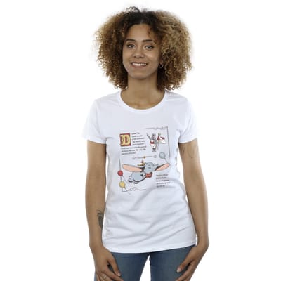 Disney Dames/Dames Dumbo Verhaal Pagina Katoenen T-Shirt (Wit)