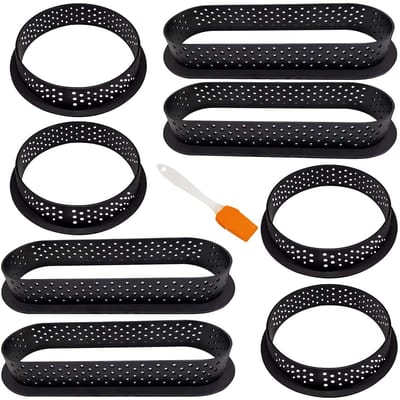 VT Goods - Taartvorm - Geperforeerde bakringen - 8 stuks - Ronde en ovale vormen - Voor desserts - Perfect voor verjaardagen