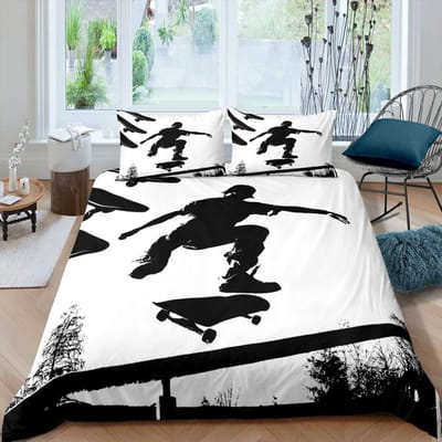 Tiener Skateboard Dekbedovertrek Jongens Hipster Graffiti Stijl Dekbedden Kinderen Extreme Sporten Thema Cool Skate Beddengoed Set EU Single(135*200cm)3pcs