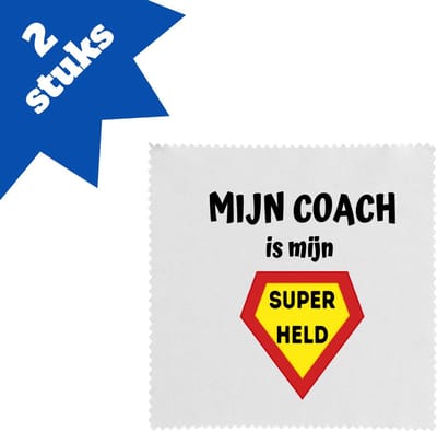 Akyol - mijn coach is mijn superheld brillendoekjes - Coach - super coach - sport - verjaardag - cadeautje voor coach - coach artikelen - kado - geschenk - 17,8 bij 17,8 cm - 2 stuks