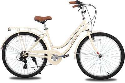 Strandcruiser – Voor heren en dames – 7 versnellingen, achterdrager – 66 cm wielen, paars, volwassen stadsfiets