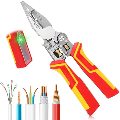 9-in-1 Multifunctionele draadstripper - Draadstripper - Met elektrische testfuncties - Te gebruiken voor het testen op onderbrekingen in de nul- en fasedraden - Robuust en duurzaam