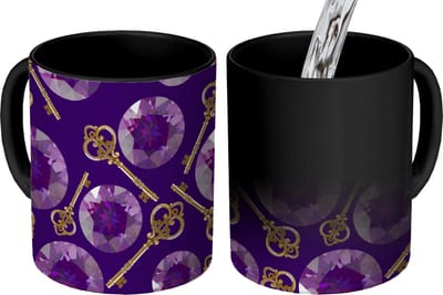 Magische Mok - Foto op Warmte Mokken - Koffiemok - Edelsteen - Patronen - Goud - Sleutel - Magic Mok - Beker - 350 ML - Theemok