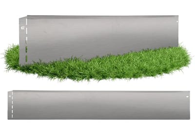 GartenAZ Borderrand - Gazonrand van Verzinkt Staal - Flexibele Montage - Zilver - 100cm x 20cm (30 stuks)