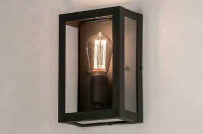 Lumidora Wandlamp 73362 - Voor buiten - MELBOURNE - E27 - Zwart - Transparant - kleurloos - Metaal - Buitenlamp - IP44