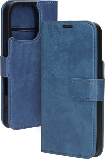 Mobiparts hoesje geschikt voor Apple iPhone 16 Pro - Wallet/Boekhoesje - Eco Leer - Magneet Sluiting - Opberg vakken - Blauw