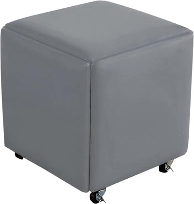 Stapelbare Poef - Voetenbankje - Extra Zitplaats - Waterafstotend Faux Leer - 36x36cm - Zwart