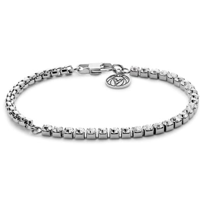 Amager | Zilverkleurige Roestvrijstalen Zirkonen Schakelarmband
