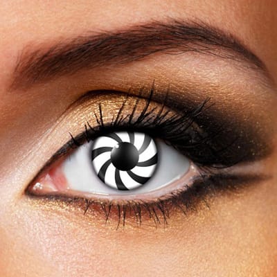 Partylens® zwart/witte kleurlenzen - Zoom In - zachte jaarlenzen met lenshouder - Halloween - Cosplay