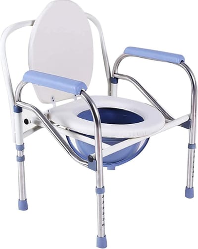 Opvouwbare Commode Stoel - Draagbaar Toilet - Thuiszorg Gemak - In Hoogte Verstelbaar - Tot 180 kg - Grijs