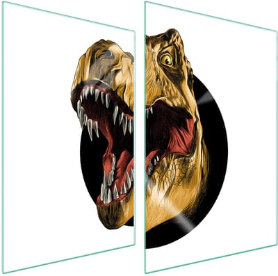 TMK ArtDeko Serie - Glazen Beschermplaat - Dinosaur Design - 35x52 cm - Veilige en Hygiënische Snijplank