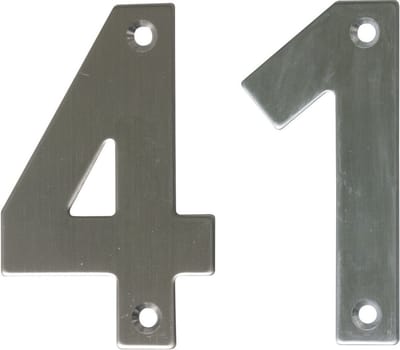 AMIG Huisnummer 41 - massief Inox RVS - 10cm - incl. bijpassende schroeven - zilver