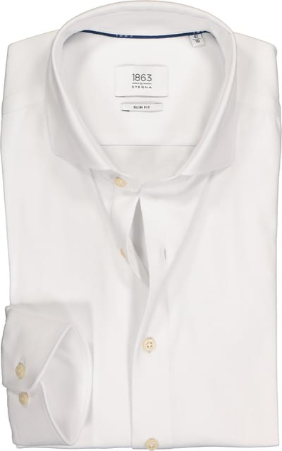 ETERNA 1863 slim fit casual Soft tailoring overhemd - jersey heren overhemd - wit - Strijkvriendelijk - Boordmaat: 44 (EU maat: XL)