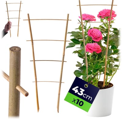 KADAX bamboe trellis, 43 x 21 cm, 10 stuks, klimhulp voor planten, plant trellis, klimhulp plantondersteuning voor kamerplanten klimplanten