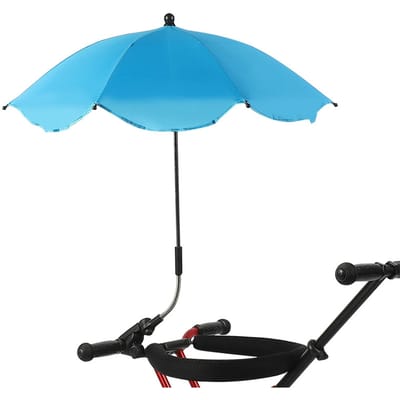 Stoelparasol met klem, draagbare parasol voor patiokinderwagens, blauw