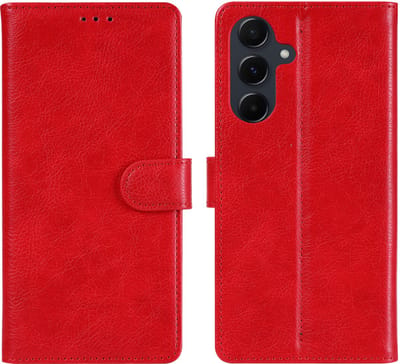 Ntech Hoesje Geschikt voor Samsung Galaxy A17 Hoesje Rood - met Pasjeshouder en Standaardfunctie – bookcase Portemonnee