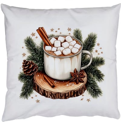 Sierkussens - Kussentjes Woonkamer - 50x50 cm - Winter - Hout - Chocolademelk - Drink - Kerst