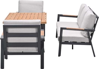 Elati lounge-dining sofa set-4-dlg.-c. black - sand - light teaklook