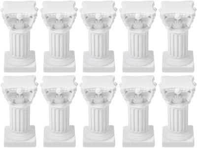 10 Stuks Romeinse Kolom Standbeelden, Griekse Kolommen, Kaarsenhouders, Mini Hars, Architecturale Sculptuur, Taartdisplay voor Bruiloft Decoratie, Wit