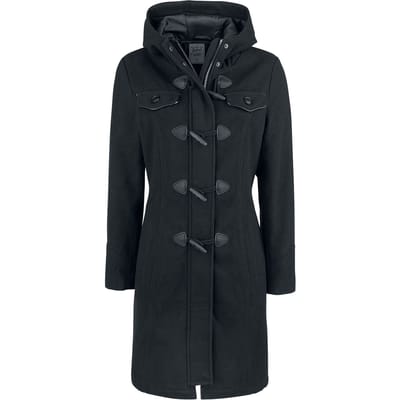 Brandit Wollen jas - Long Dufflecoat - XS tot XXL - voor Vrouwen - zwart