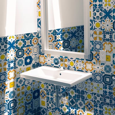 Zelfklevende tegelmuurstickers voor keuken en badkamer - 30 cementtegelstickers (AZULEJOS ANIA) - 30 stickers 15x15cm