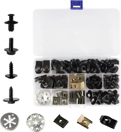 SnelShoppen - 110pcs Schroeven en Moer Clipset, Auto Carrosserie Onderkant Fender Schroeven, Carrosserie Clips en Schroeven & Warmteafscherming Clips