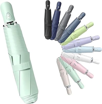 Mini Automatische Op-En Inklapbare Paraplu - Ultralicht Compact Draagbaar - UPF 50 UV-Bescherming - 6 Spaken - Regen en Zon Zakparaplu - Voor Reizen, Rugzak, Auto En Handtas - Groen