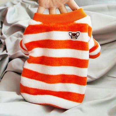Vêtements Polaires pour Animaux de Compagnie Hiver Manteau Veste Rayé pour Chiot Sweat-shirt pour Animaux Vêtements pour Petits Moyens Chiens Costume Tenues pour Animaux S red