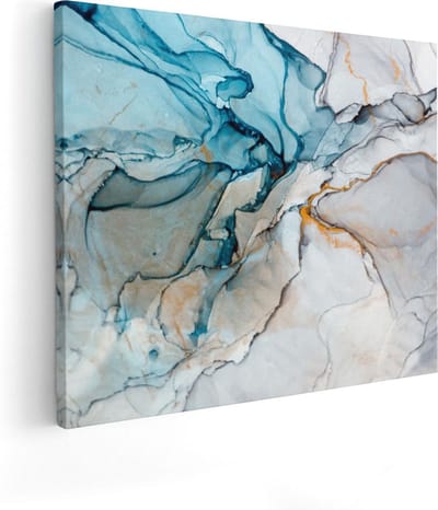 Artaza Canvas Schilderij Marmer Abstract - 50x40 cm - Wanddecoratie Woonkamer - Muurdecoratie Goud - Kamer Accessoires