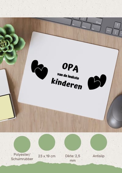 Akyol - opa van de leukste kinderen Muismat - Opa - de leukste opa - verjaardag - cadeau voor opa - kado - geschenk - 23 bij 19 cm