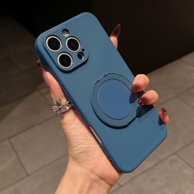 360° Roterende Standhouder Vloeibare Siliconen Hoesje Voor iPhone 16 E 15 14 Plus 13 12 Mini 11 Pro Max Ring Kickstand Grip Beugel Cover iPhone 15