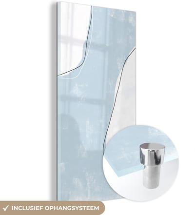 MuchoWow® Glasschilderij 60x120 cm - Schilderij acrylglas - Blauw - Minimalisme - Abstract - Foto op glas - Schilderijen