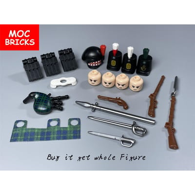 MOC Briques Armée Britannique Guerres Napoléoniennes Figurine Blocs de Construction Épée Pistolet Armes Militaires Accessoires Jouet Enfant