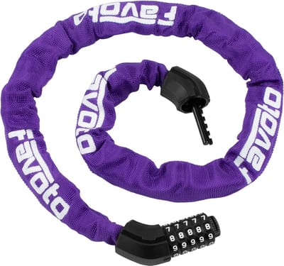 Fietsslot 5-cijferig combinatie anti-diefstal cijferslot fietskettingslot motorslot met stalen schakels voor fietsgrill motordeur paars 114 cm