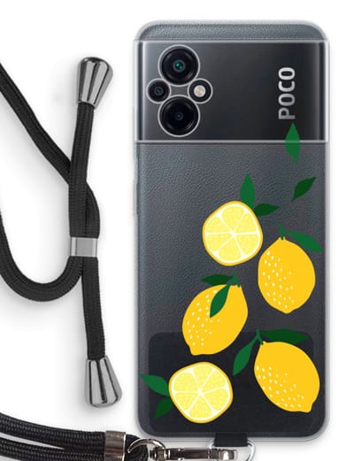 Case Company® - Hoesje met koord geschikt voor Xiaomi Poco M5 hoesje met Koord - You're my lemon - Telefoonhoesje met Zwart Koord - Bescherming aan alle Kanten en Over de Schermrand