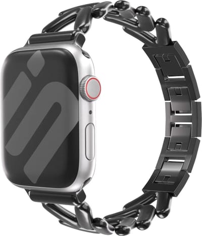 Strap-it Stalen V-type bandje - geschikt voor Apple WatchSeries 1/2/3/4/5/6/7/8/9/10/11/SE/SE2/SE3/Ultra (2) - Uniek staal/metalen bandje voor iWatch maat: 44mm / 45mm / 46mm / 49mm - zwart