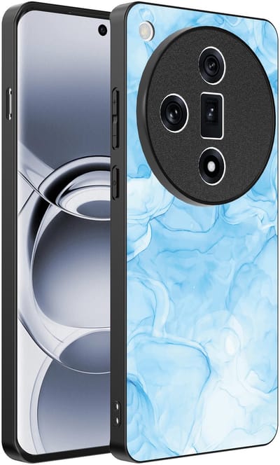 Smartphonica Telefoonhoesje Geschikt voor Oppo Find X7 met marmer opdruk - TPU backcover case marble design - Lichtblauw geschikt voor Oppo Find X7