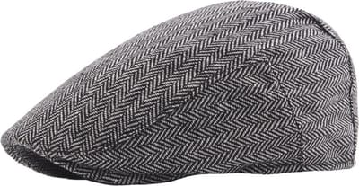Flatcap platte pet - zwart wit visgraat design - maat 58