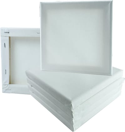 Mini Witte Katoenen Stretcher Frames - Set van 6 Stuks voor Schilderen, Acryl, Olie en Schetsen - 15 x 15 cm Schilderdoeken