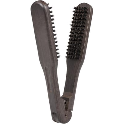 Rechttrekken Kam Dubbelzijdige Borstel Klem Haar Kappers Haar Kam Met Natuurlijke Haren Hairstylig bruin