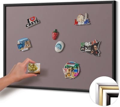 Wallfluent - Bruin Magnetisch Bord in Verschillende Kleuren - 80 cm x 60 cm - Magneetbord met Zwarte Frame - Lichtbruine kleur - Design Magneetbord met Frame - Memobord voor Keuken - Magnetisch Bord Muurbevestiging