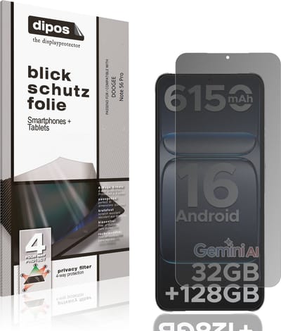 dipos – Matte Privacy Screenprotector geschikt voor DOOGEE Note 56 Pro | Anti-Spy Beschermfolie