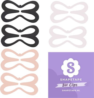 BH Clips - Shapetape - Extra comfortabel - 6 stuks - Zwart, Wit, Beige BH clip achterkant - BH bandjes transparant - BH accessoires - BH verlengstuk - Bh haakjes - Onzichtbare bh bandjes
